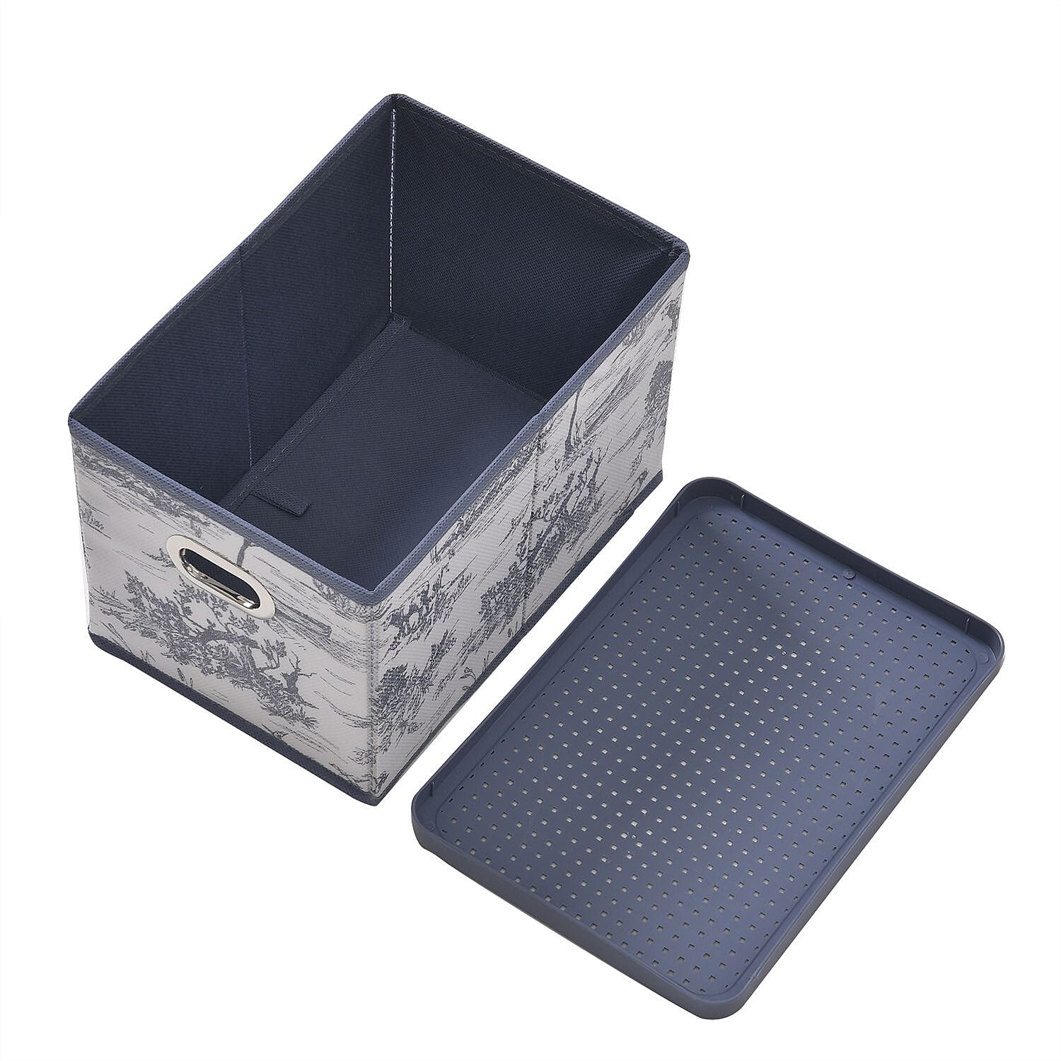 Set of 3 Foldable Storage Boxes (Size 26x17x17 cm) - Blue