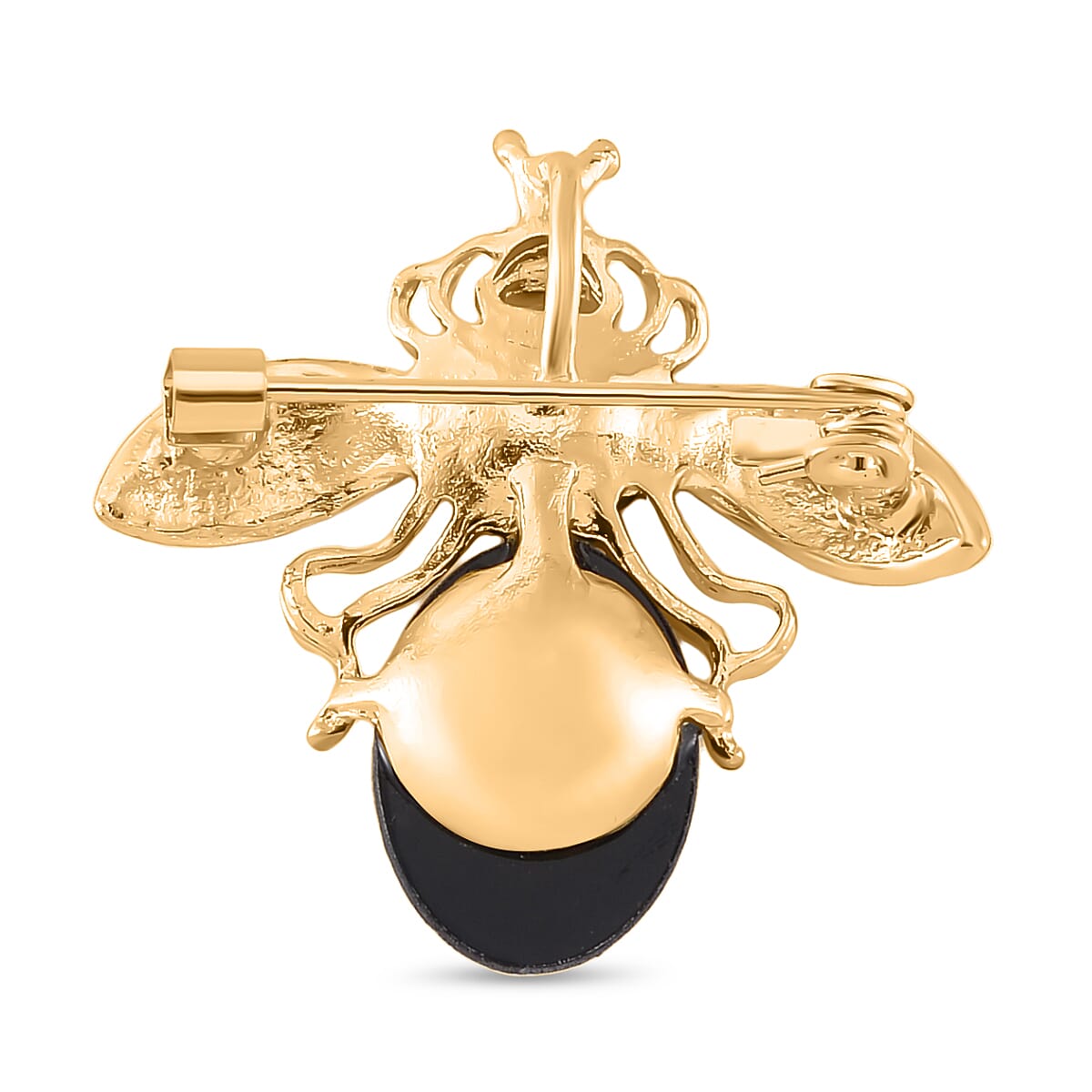 Abalone Shell, White and Black Crystal Brooch