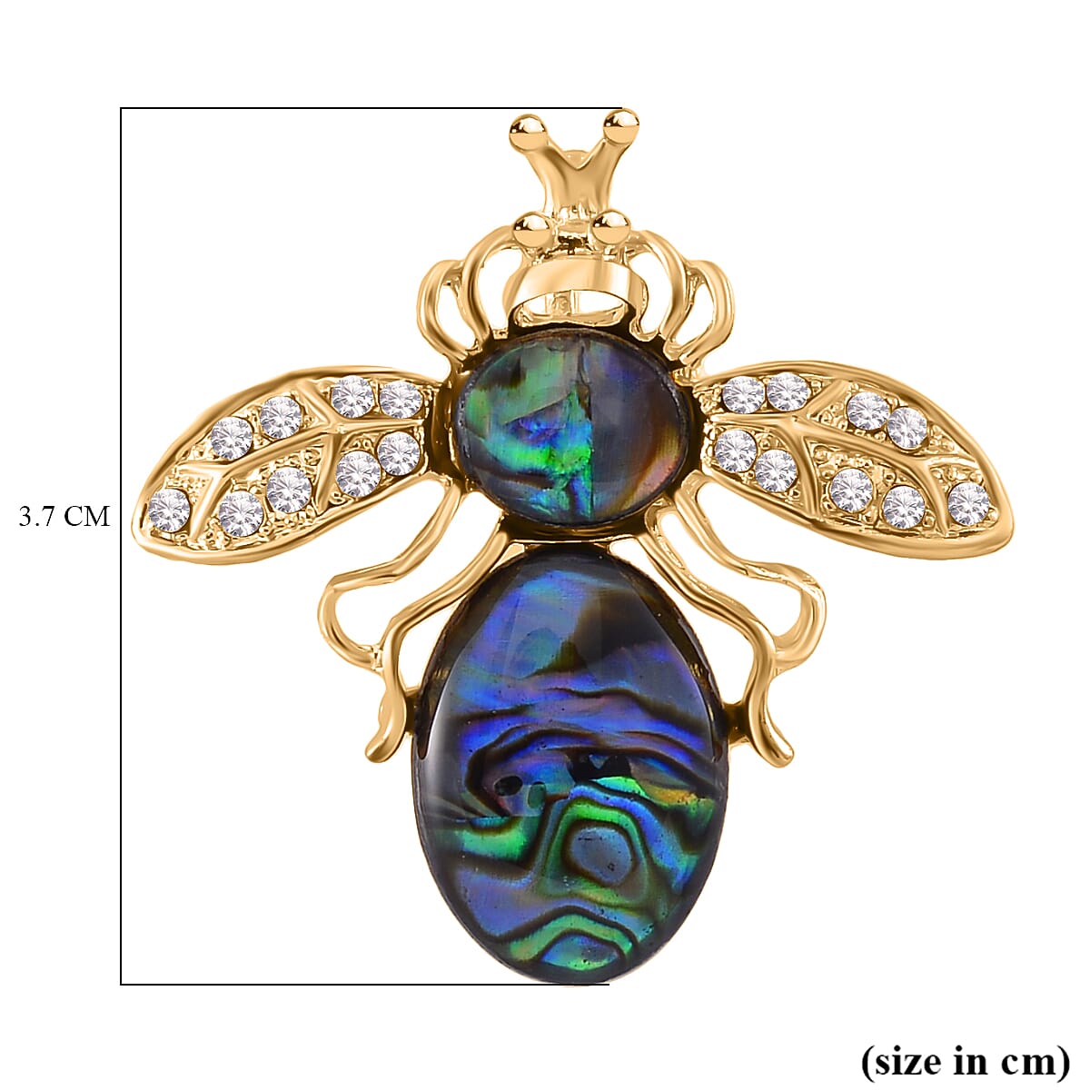 Abalone Shell, White and Black Crystal Brooch