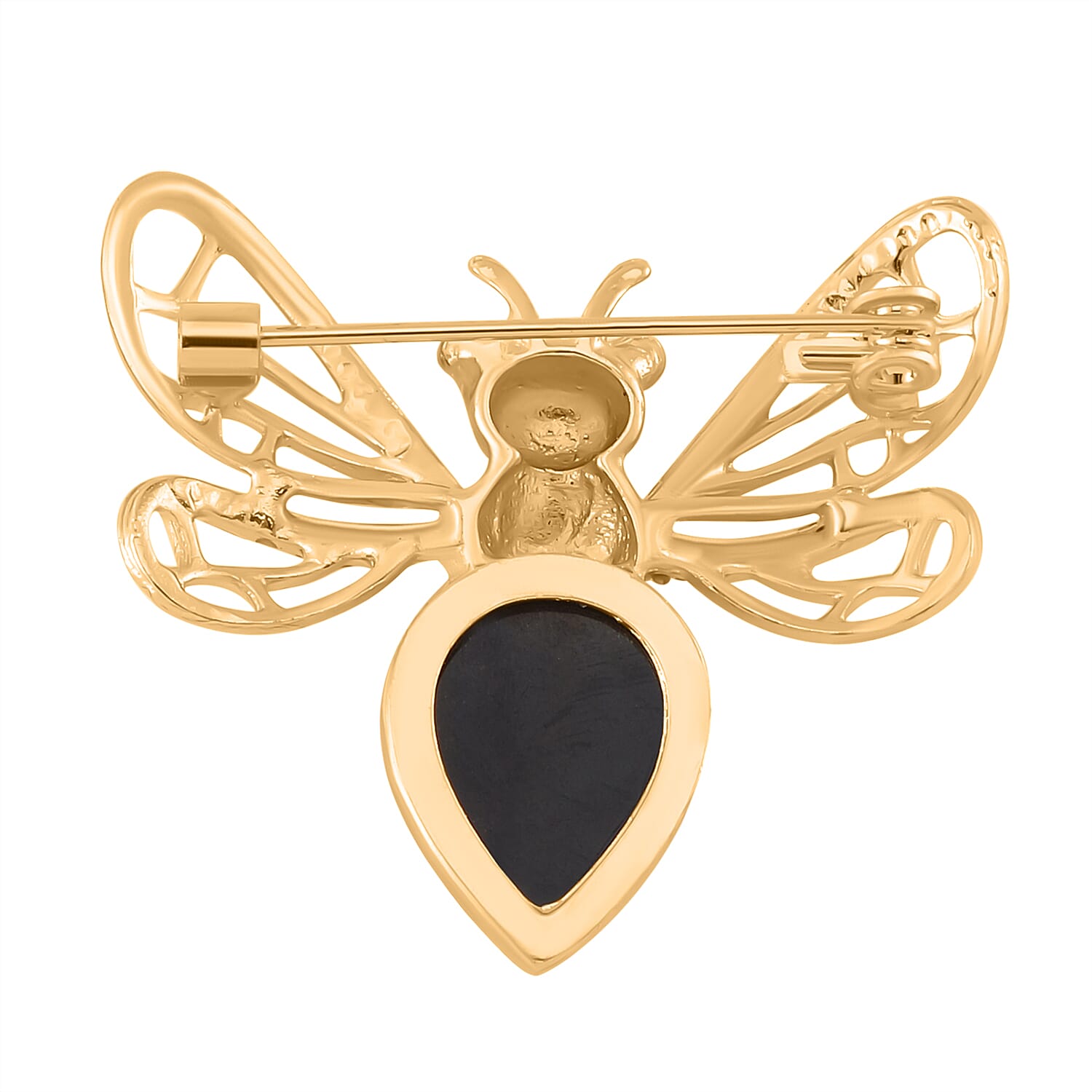Abalone Shell, White and Black Crystal Brooch