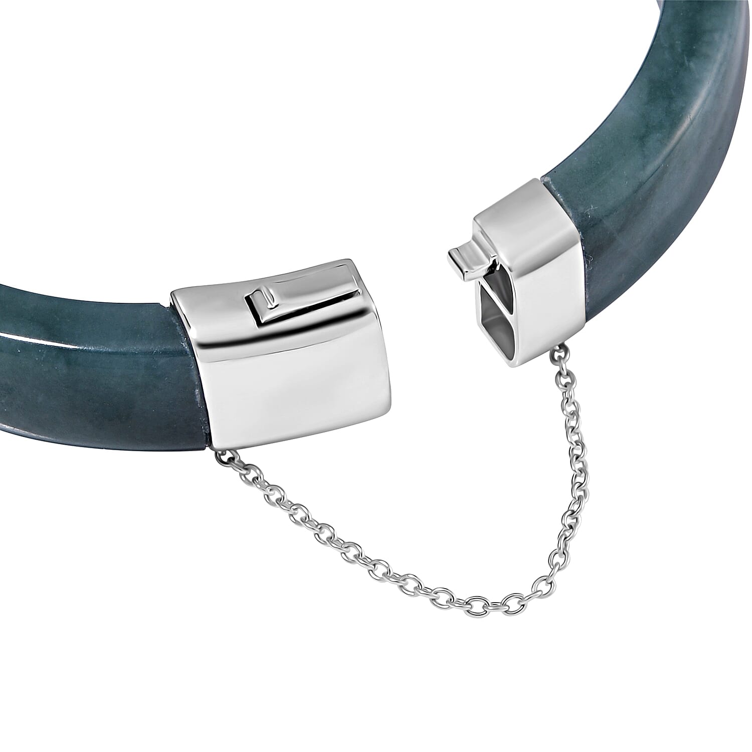SUPER RARE - Natural Type A Olmec Jadeite Bangle (Size - 7.5) in Rhodium Overlay Sterling Silver 328.38 Ct. SUPER RARE - Natural Type A Olmec Jadeite Bangle (Size - 7.5) in Rhodium Overlay Sterling Silver 328.38 Ct.