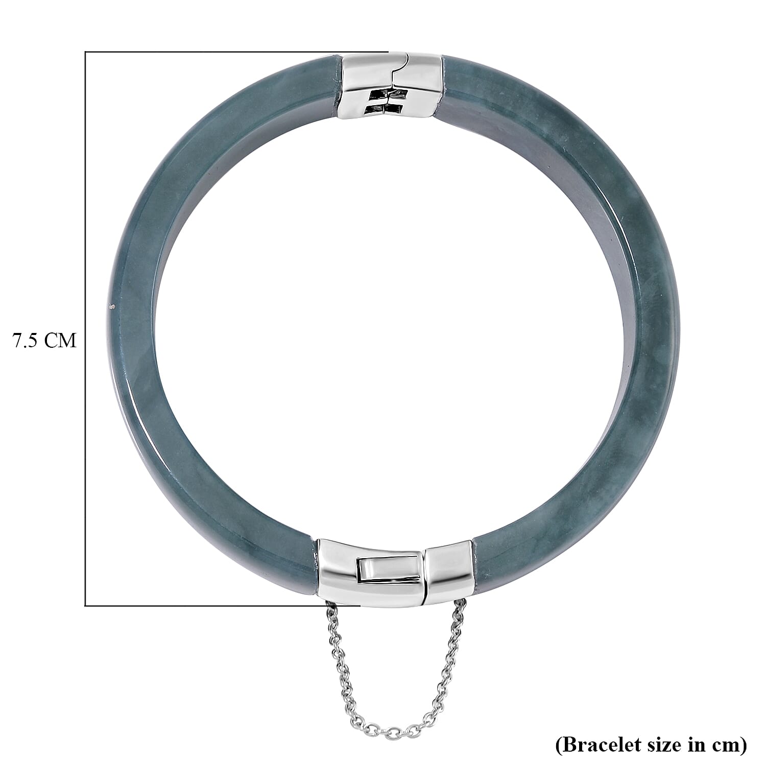 SUPER RARE - Natural Type A Olmec Jadeite Bangle (Size - 7.5) in Rhodium Overlay Sterling Silver 328.38 Ct. SUPER RARE - Natural Type A Olmec Jadeite Bangle (Size - 7.5) in Rhodium Overlay Sterling Silver 328.38 Ct.