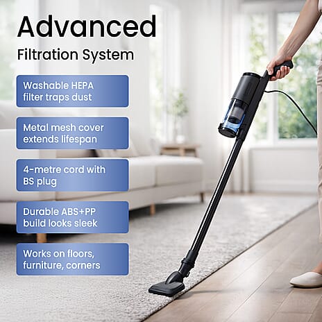 Handheld Vacuum Cleaner with Dust Storage Capacity and HEPA Filter (400W) - Black