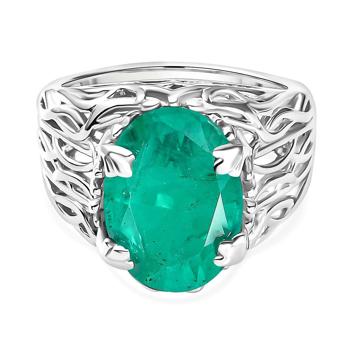 Sterling Silver Green Quartz and Diamond selling Ring SR-4200