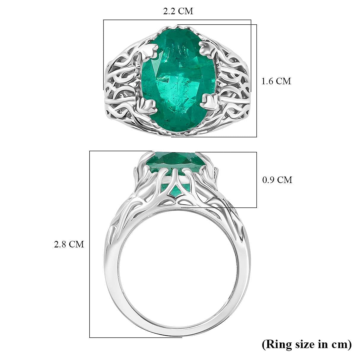 Emeraldine Quartz Solitaire Ring in Rhodium Overlay Sterling Silver 6.30 Ct. Emeraldine Quartz Solitaire Ring in Rhodium Overlay Sterling Silver 6.30 Ct.