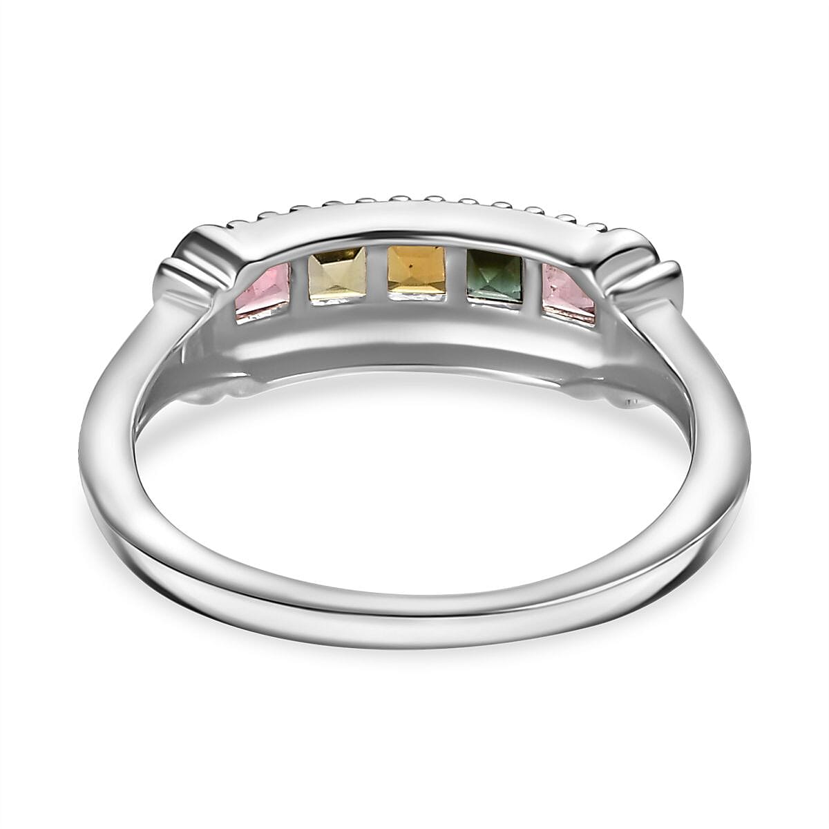 Multi-Tourmaline Ring in Platinum Overlay Sterling Silver