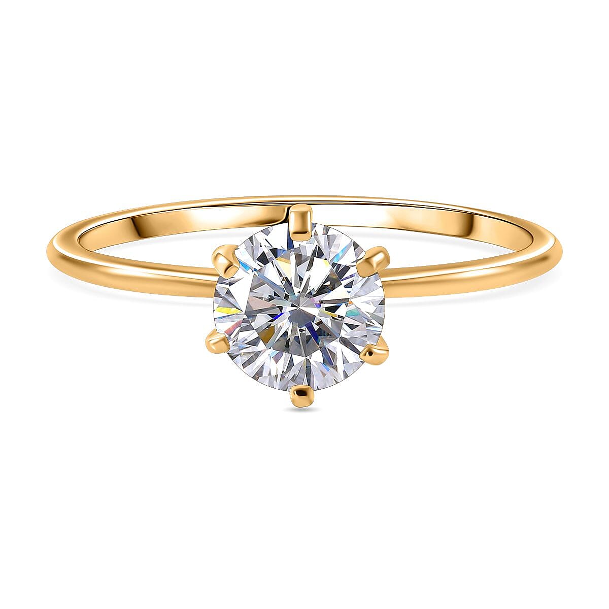 9K Yellow Gold Moissanite Ring 1.20 Ct, Gold Weight 1.20 Gms