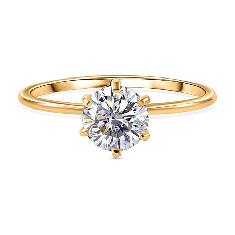 9K Yellow Gold Moissanite Ring 1.20 Ct Gold Weight 1.20gms