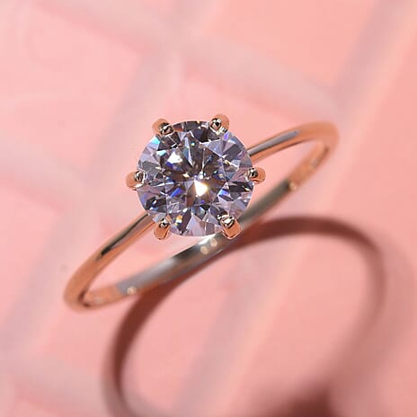 9K Yellow Gold Moissanite Ring 1.20 Ct Gold Weight 1.20gms
