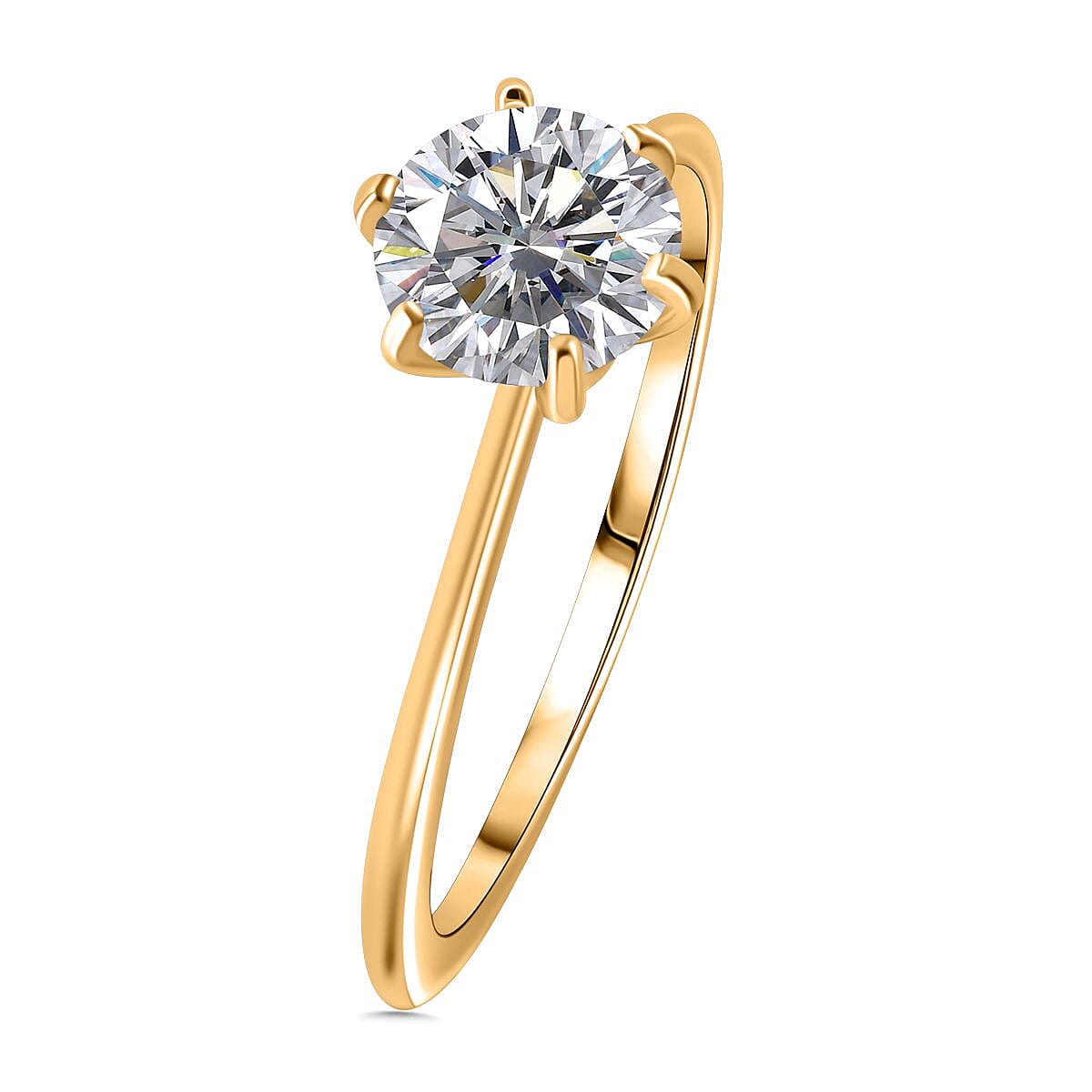 9K Yellow Gold Moissanite Ring 1.20 Ct, Gold Weight 1.20 Gms