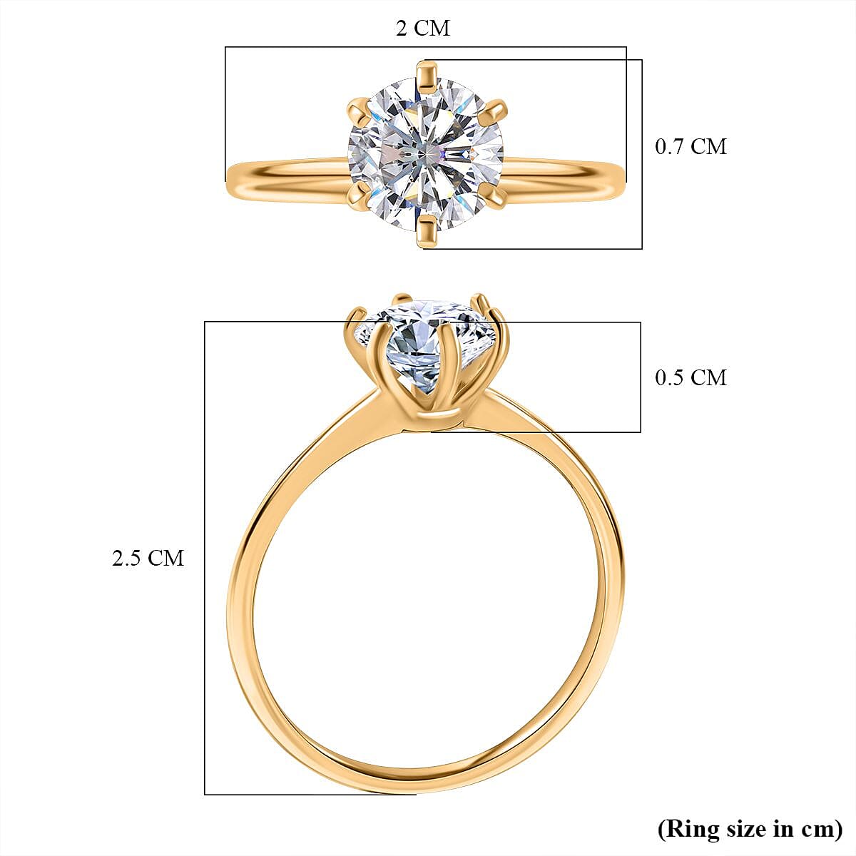 9K Yellow Gold Moissanite Ring 1.20 Ct, Gold Weight 1.20 Gms