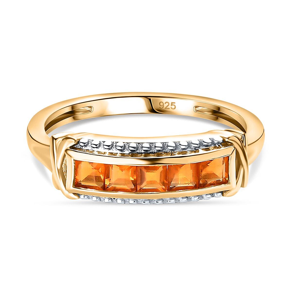 Fire Opal Ring in 14K Gold Overlay Sterling Silver 0.50 ct