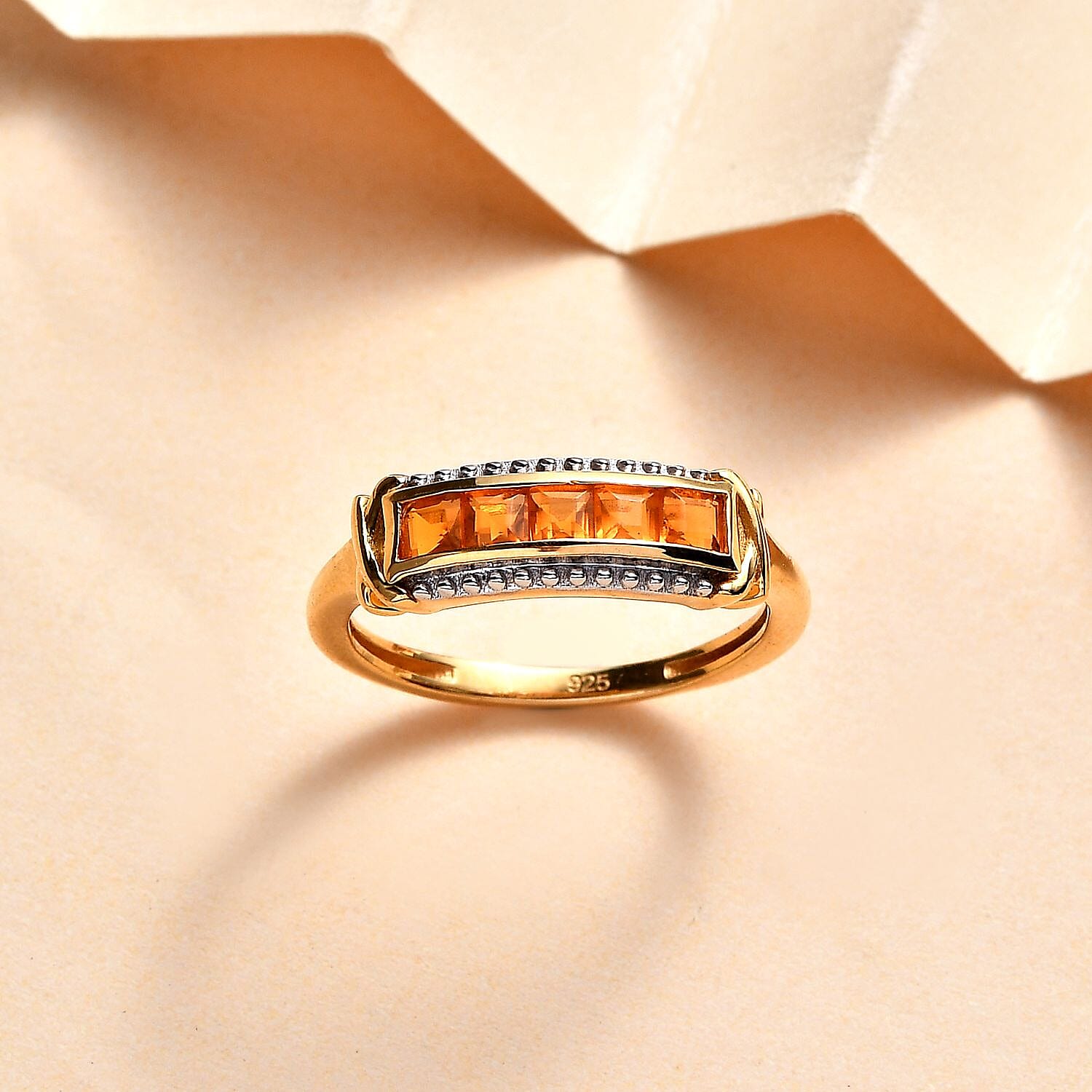 Fire Opal Ring in 14K Gold Overlay Sterling Silver 0.50 ct