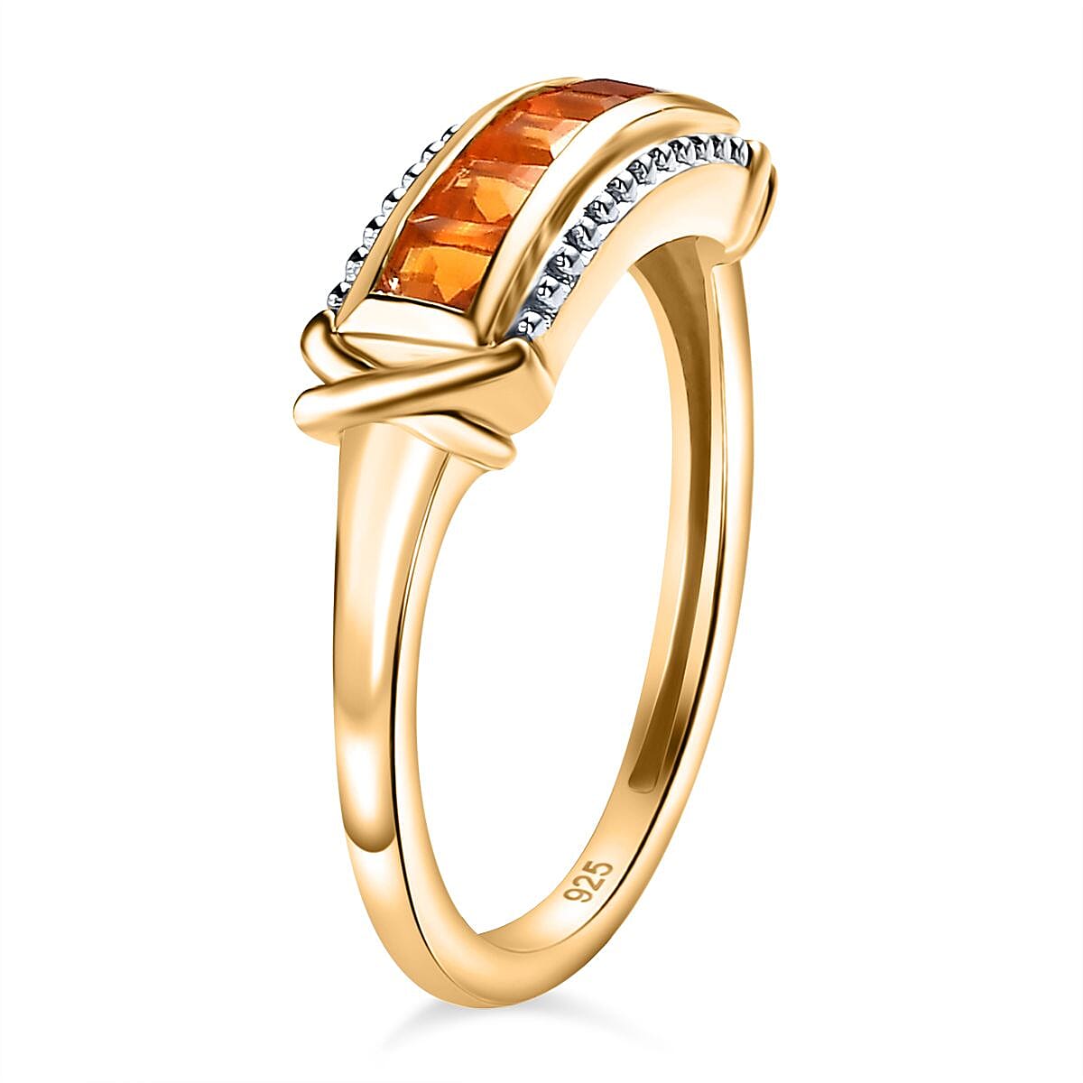 Fire Opal Ring in 14K Gold Overlay Sterling Silver 0.50 ct
