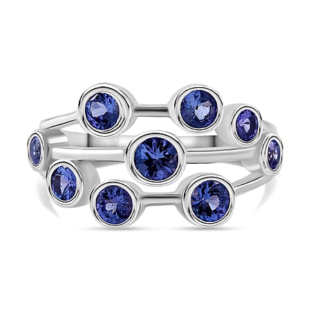 Red Carpet Collection - Premium Tanzanite Bubble Ring in Rhodium Overlay Sterling Silver 1.86 Ct.