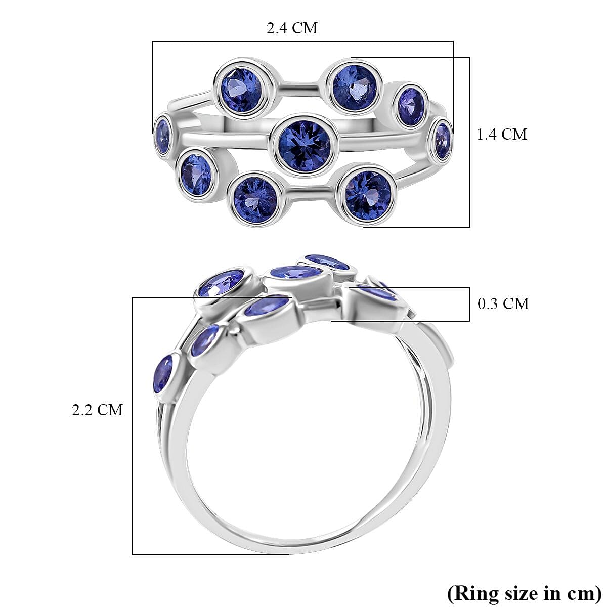 Red Carpet Collection - Premium Tanzanite Bubble Ring in Rhodium Overlay Sterling Silver 1.86 Ct. Red Carpet Collection - Premium Tanzanite Bubble Ring in Rhodium Overlay Sterling Silver 1.86 Ct.