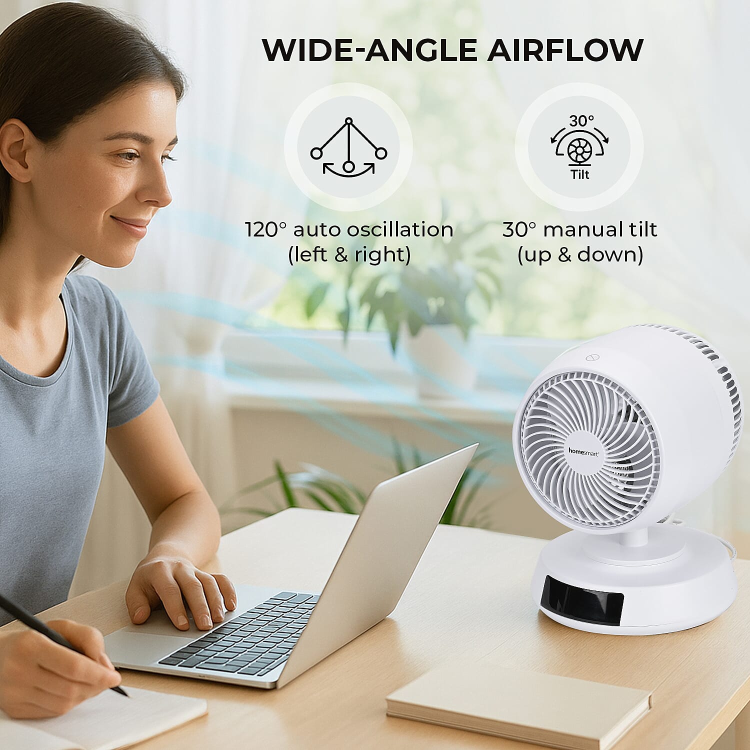 Homesmart 2-in-1 All Seasons Hot and Cold Air Circulator Fan, Ceramic and Low Noise(1500W) - White