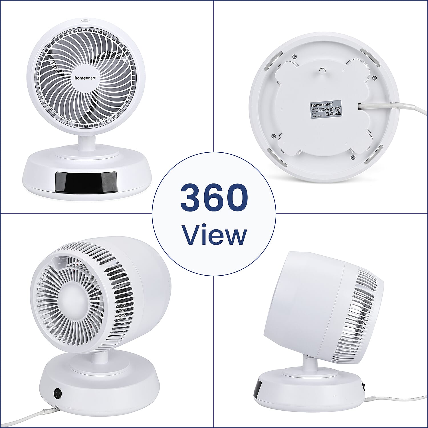 Homesmart 2-in-1 All Seasons Hot and Cold Air Circulator Fan, Ceramic and Low Noise(1500W) - White
