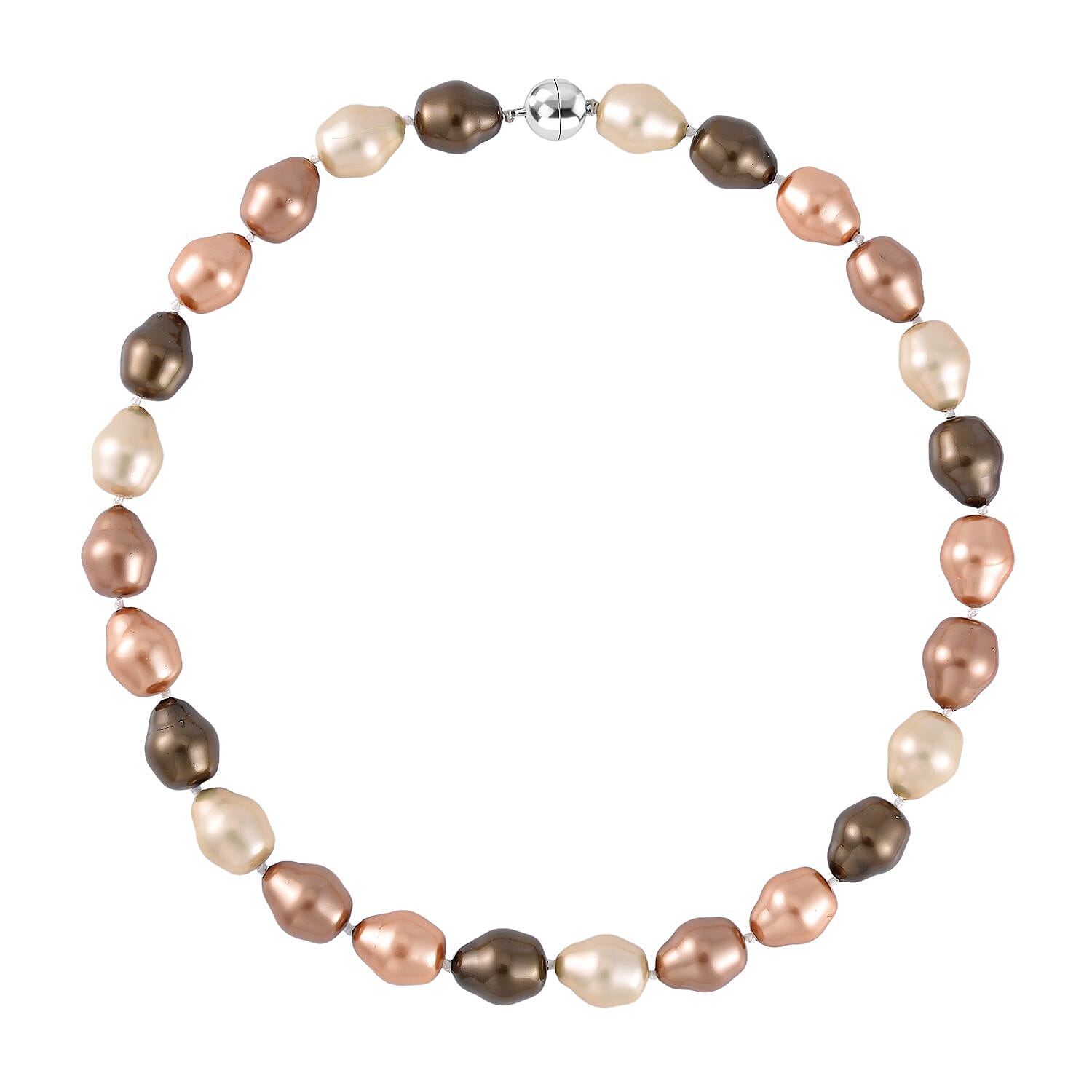 Multi Colour Shell Pearl Necklace (Size - 20) With Magenetic Clasp