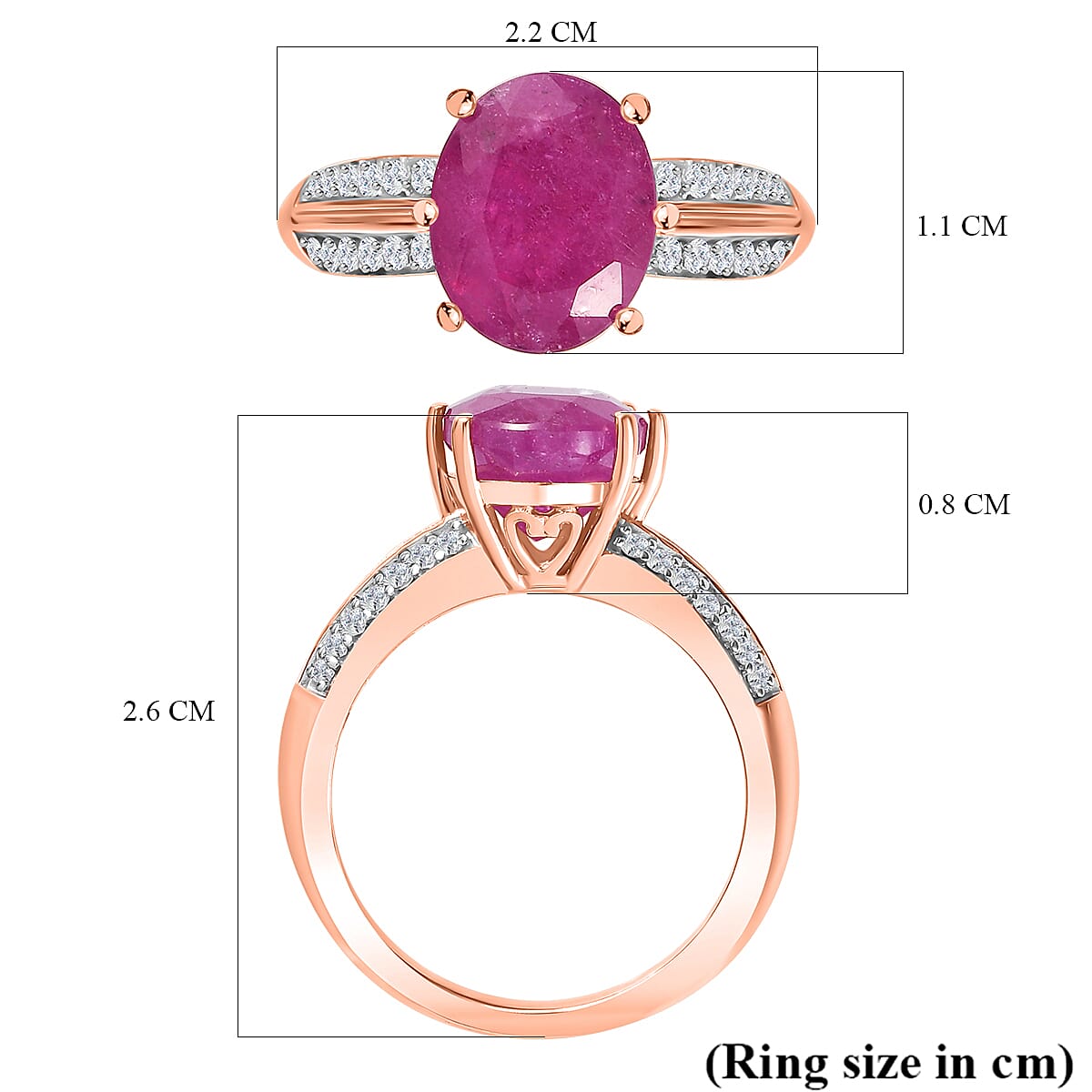Pink Sapphire & Natural Zircon Ring in 18K Vermeil Rose Gold Plated Sterling Silver 4.37 Ct. Pink Sapphire & Natural Zircon Ring in 18K Vermeil Rose Gold Plated Sterling Silver 4.37 Ct.