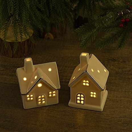 Set of 2 - Porcelain House Night Light