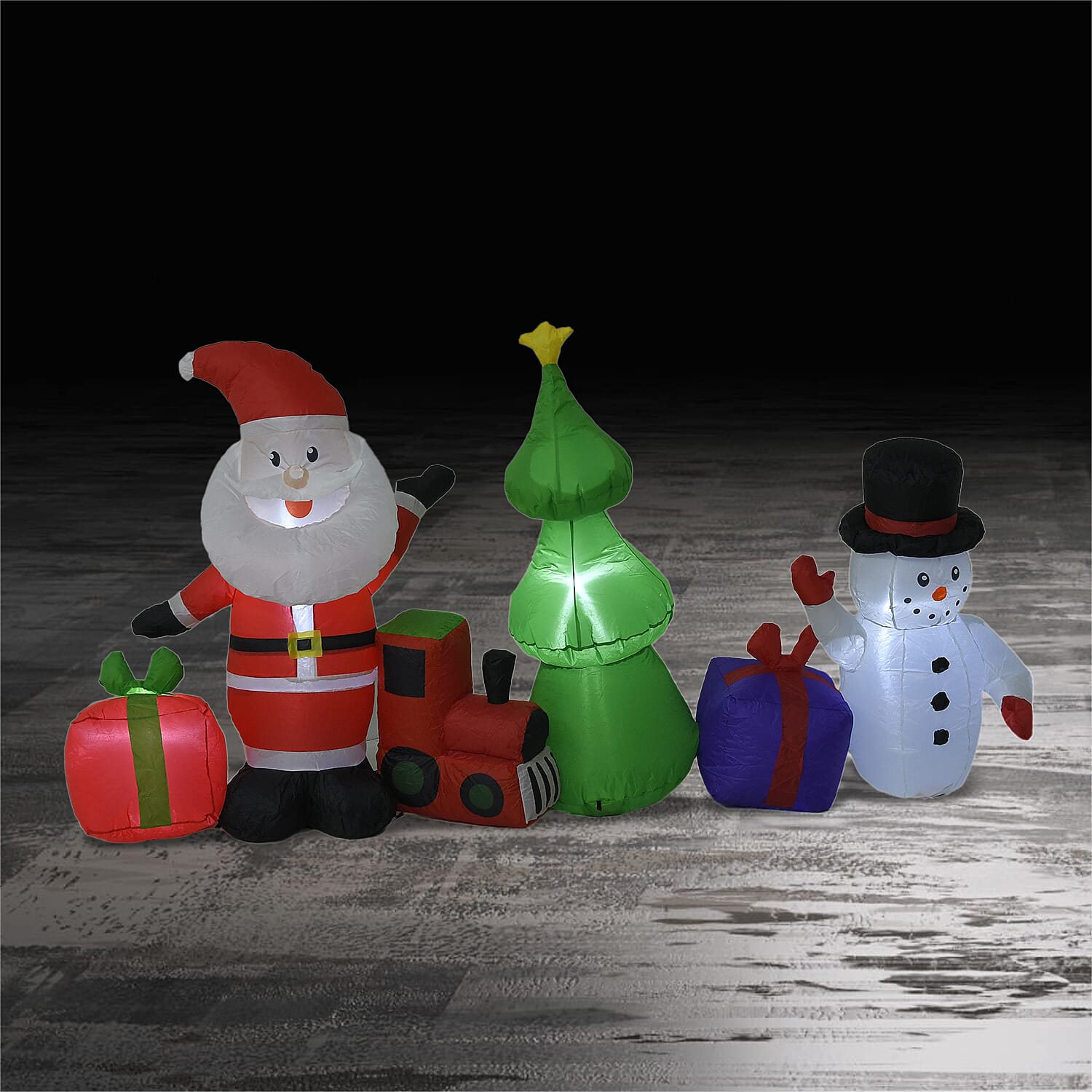 Christmas Inflatable Outdoor Decoration with LED Light featuring Santa Claus with Snowman