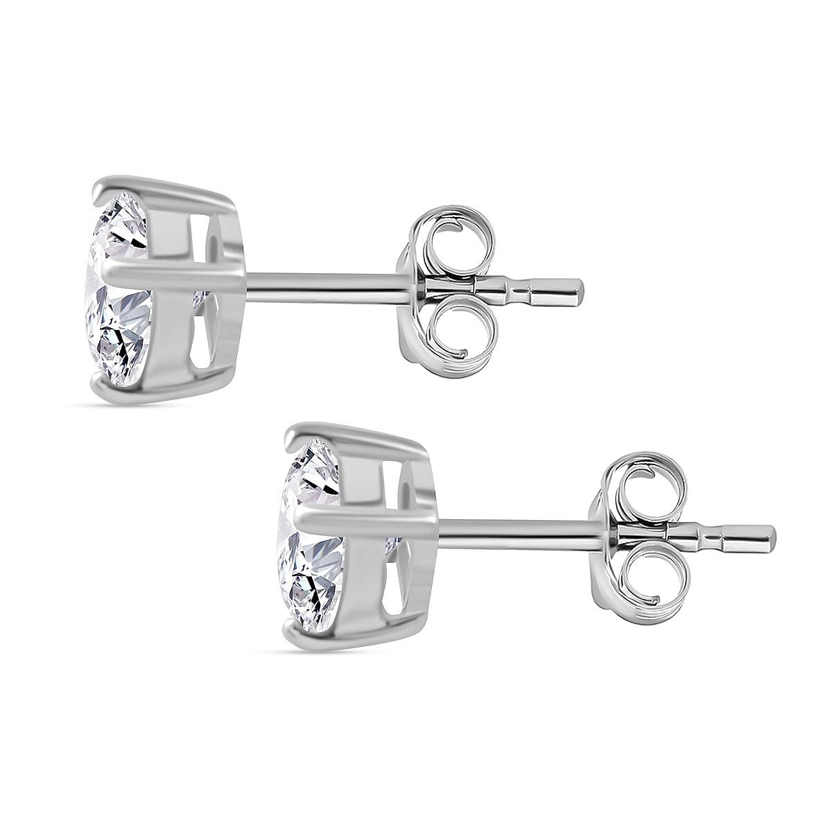 Moissanite Earring with Push Back in Rhodium Overlay Sterling Silver 1.51 Ct.