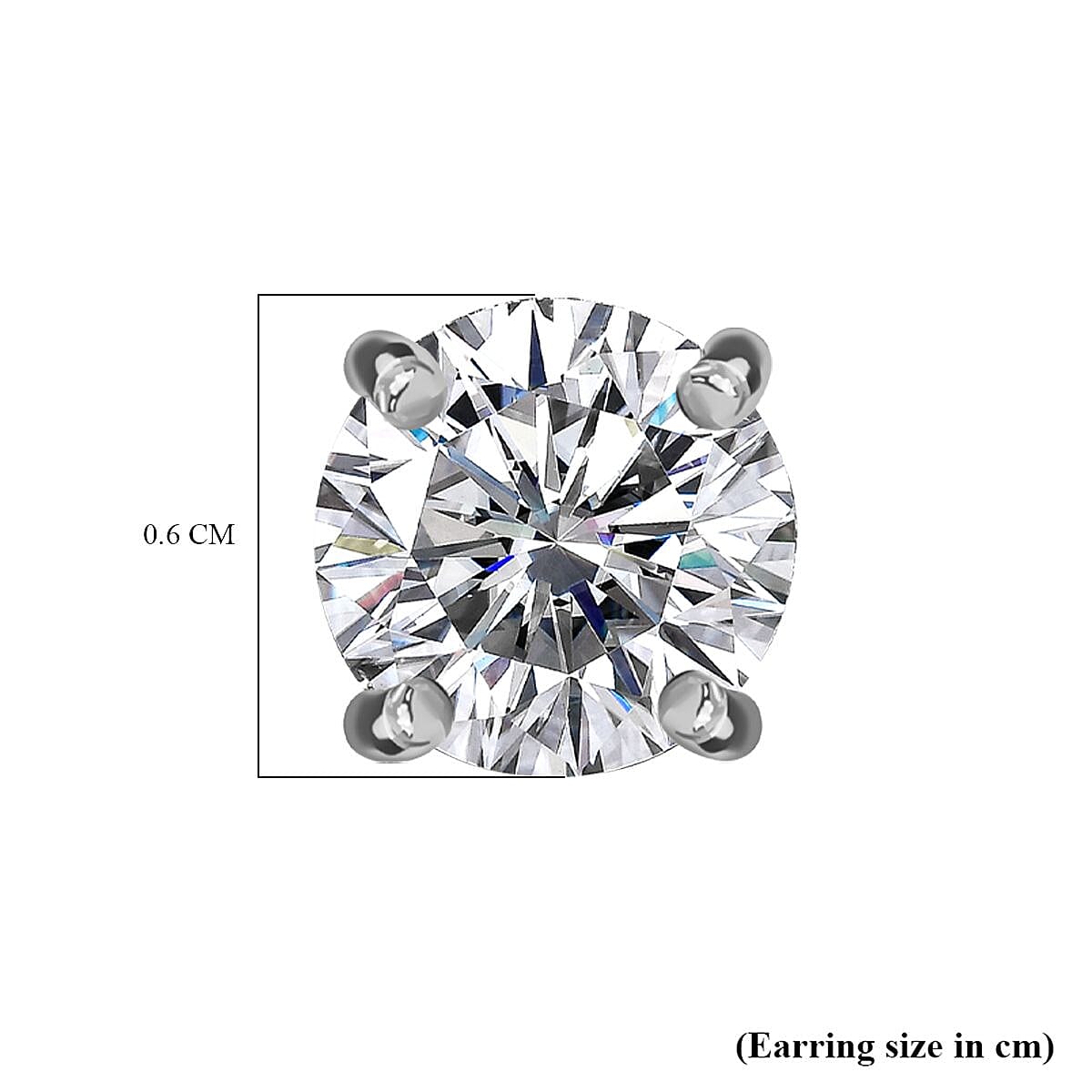 Moissanite Earring with Push Back in Rhodium Overlay Sterling Silver 1.51 Ct.