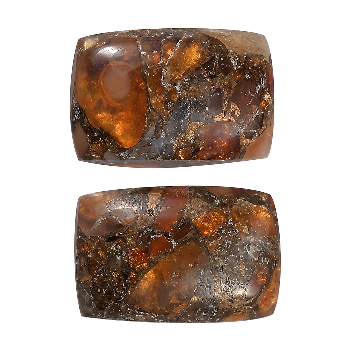 Fire Opal Matrix Cushion 12x8 mm