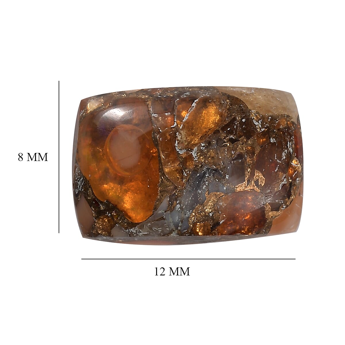 Fire Opal Matrix Cushion 12x8 mm