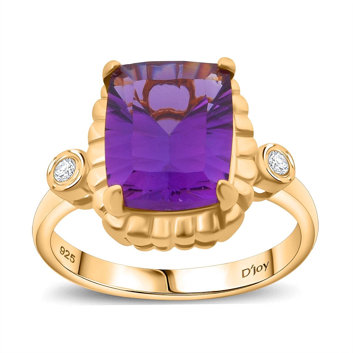 Morrocco Amethyst & White Zircon Ring in Vermeil Rose Gold Plated Sterling Silver 3.40 Ct.