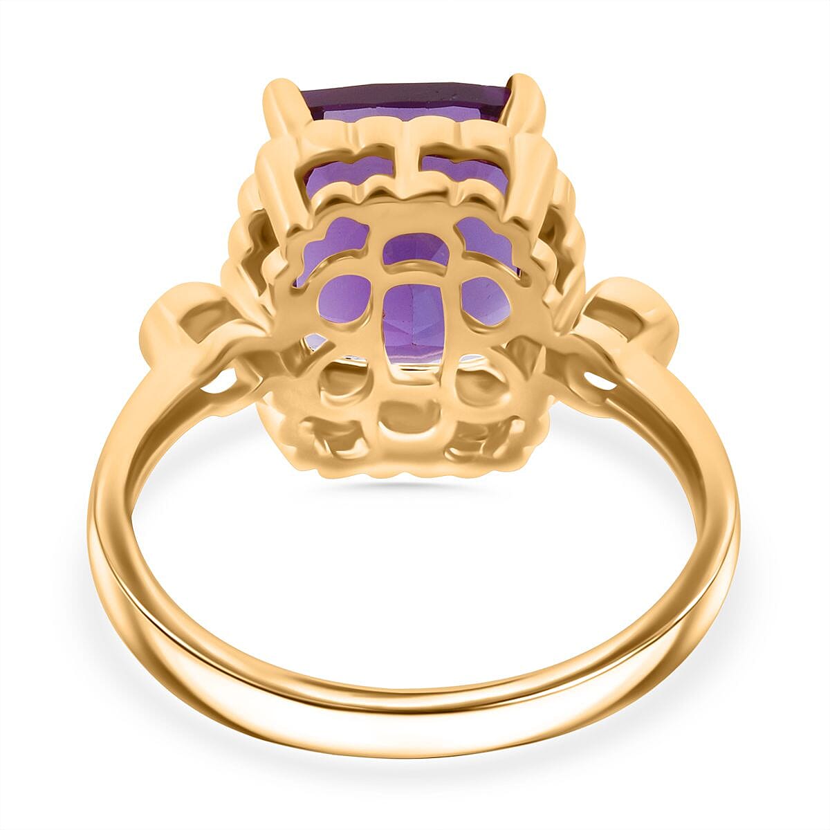 Morrocco Amethyst & White Zircon Ring in Vermeil Rose Gold Plated Sterling Silver 3.40 Ct.