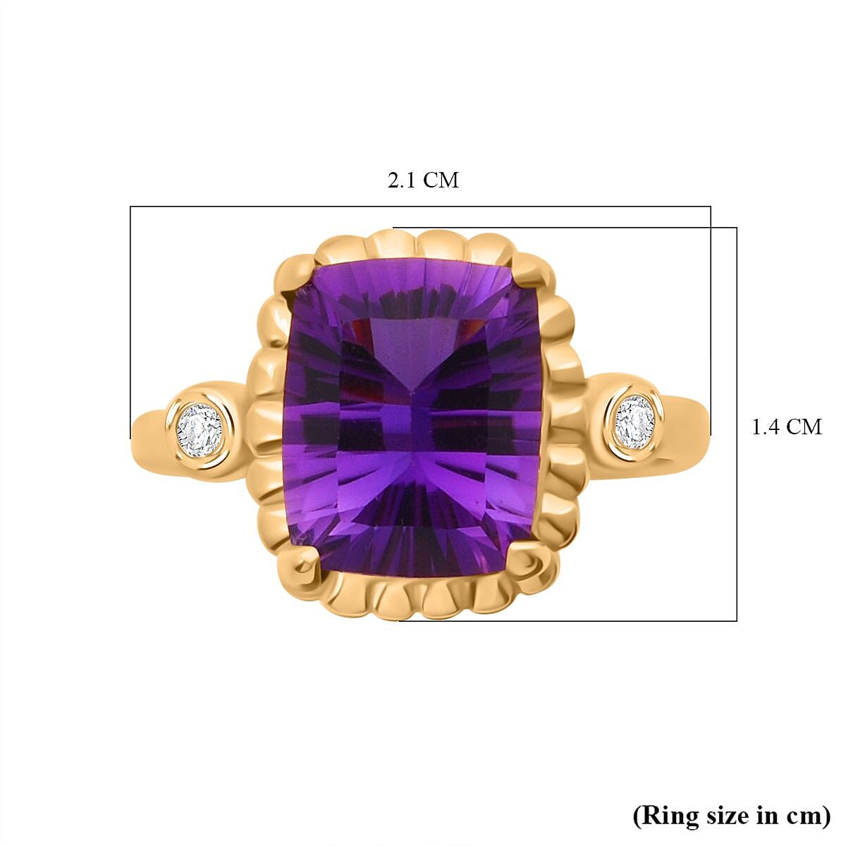 Morrocco Amethyst & White Zircon Ring in Vermeil Rose Gold Plated Sterling Silver 3.40 Ct.
