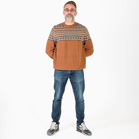 100% Cotton Second Chapter Argyle Jumper (Size L) - Brown
