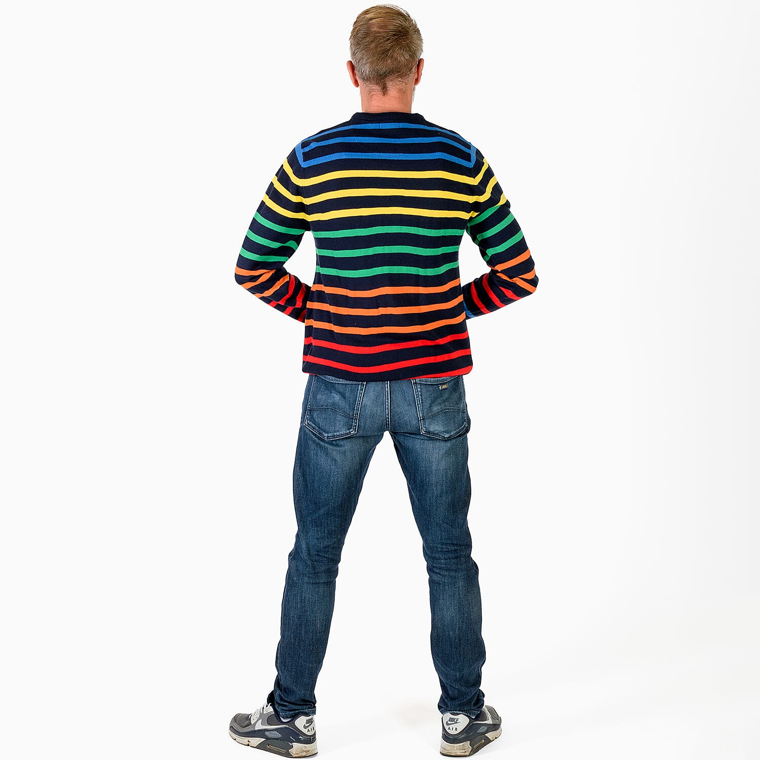 Brave Soul Stripe Jumper (Size L) - Navy