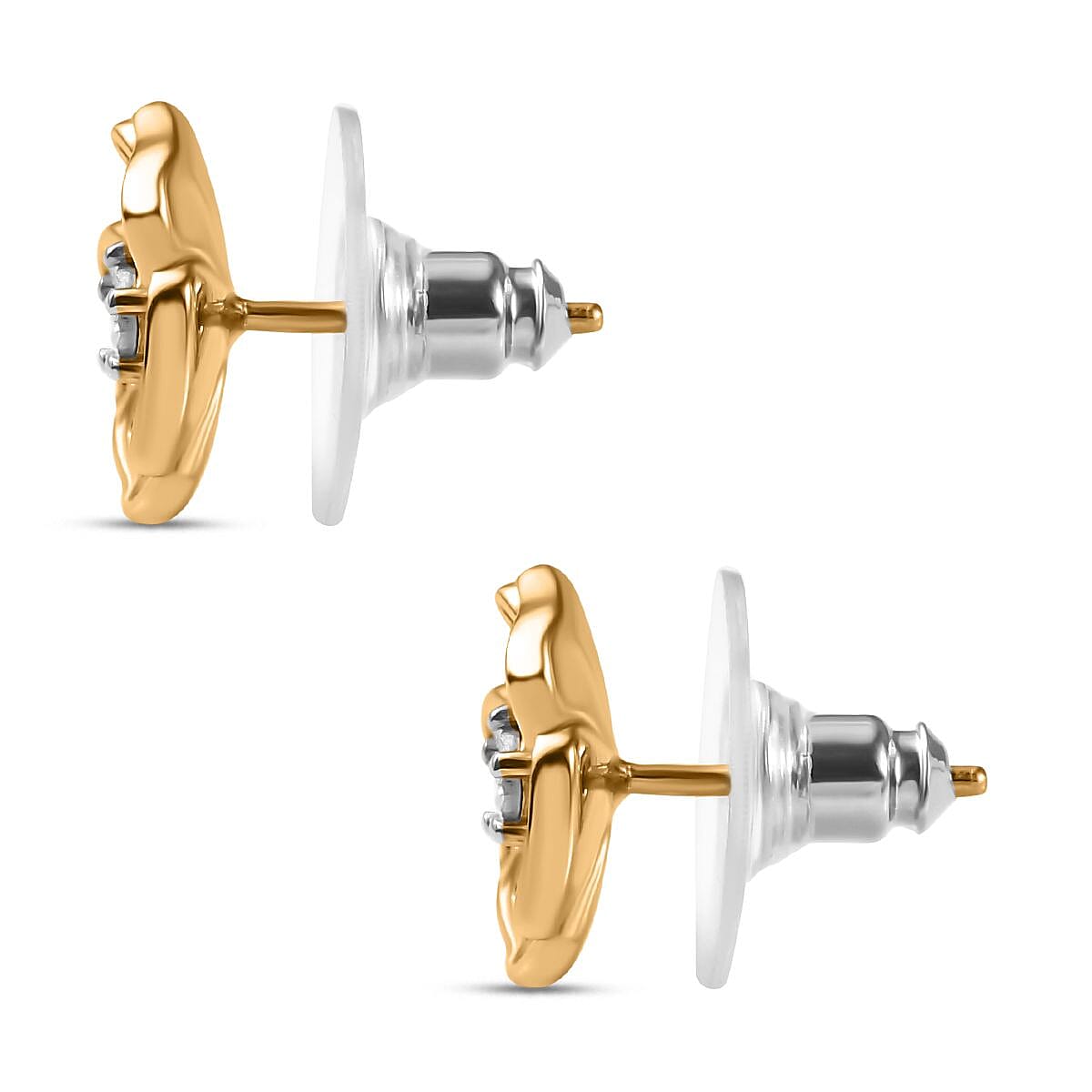 Designer Inspired- Diamond Stud Earrings With Push Back in Yellow Gold Plated