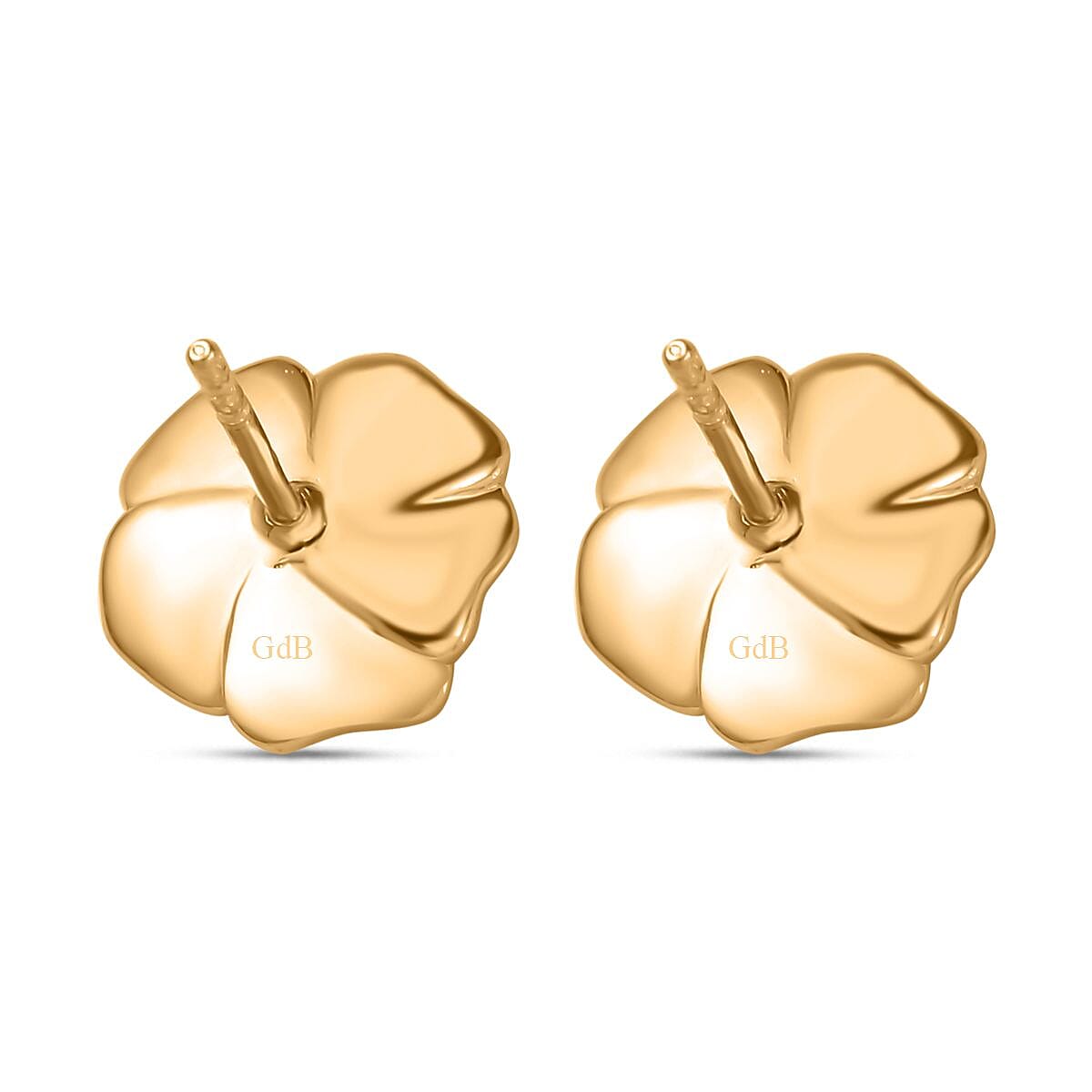 Designer Inspired- Diamond Stud Earrings With Push Back in Yellow Gold Plated