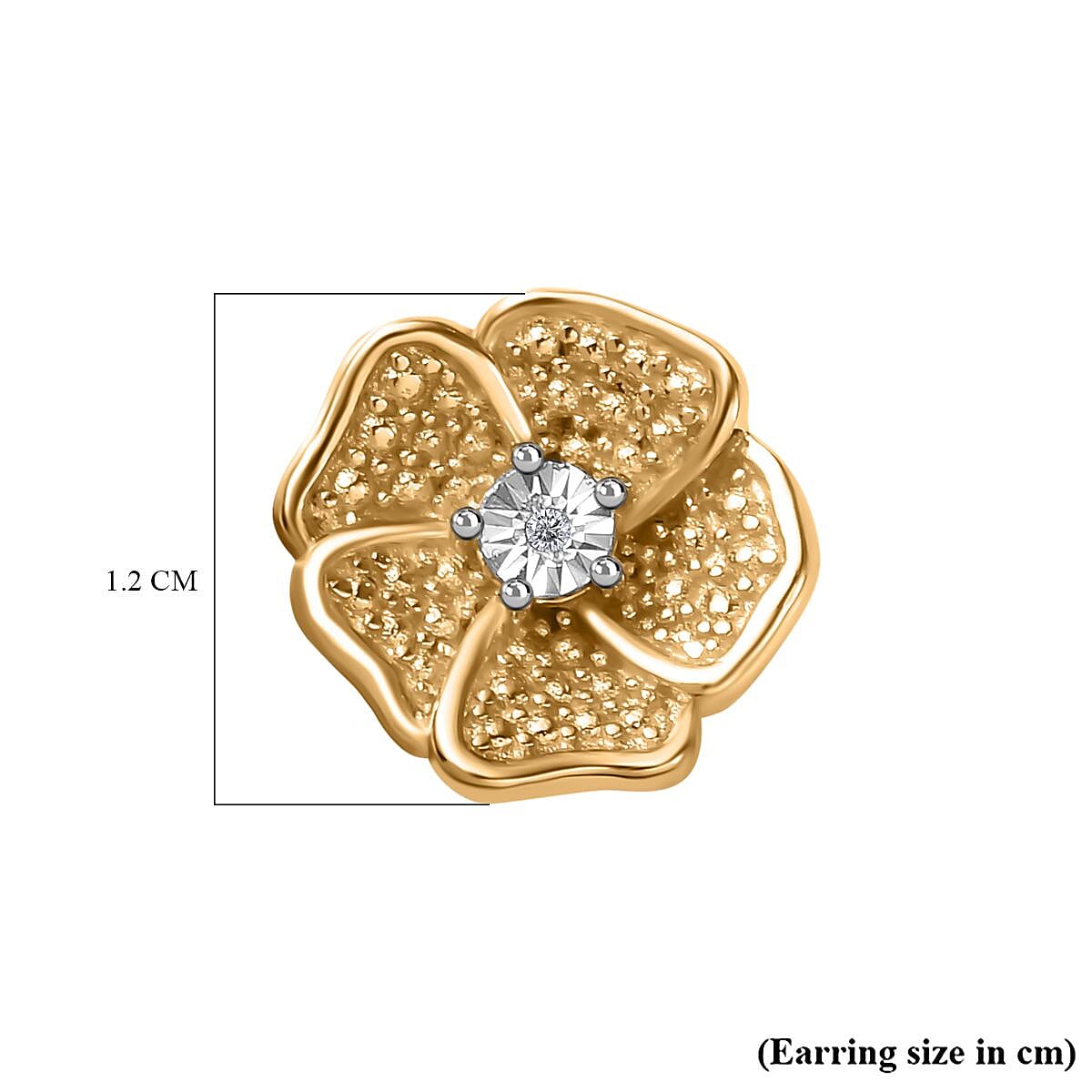 Designer Inspired- Diamond Stud Earrings With Push Back in Yellow Gold Plated