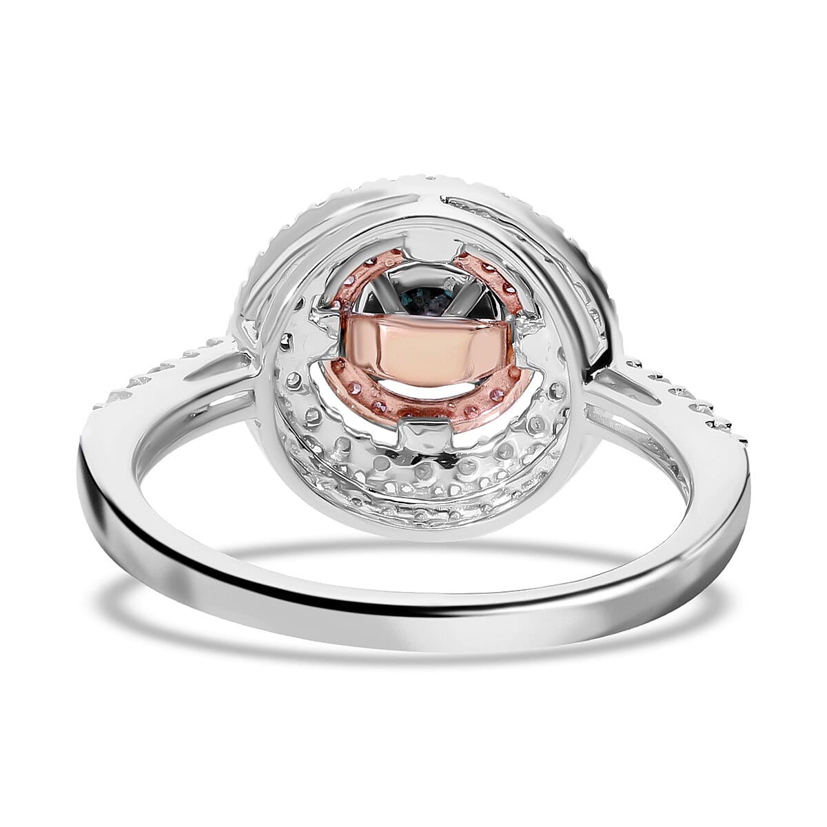 First Time Ever- 9K White Gold Blue Diamond(Solitaire 0.50 Ct) Natural Pink Diamond and White Diamond Ring 1.00 Ct.