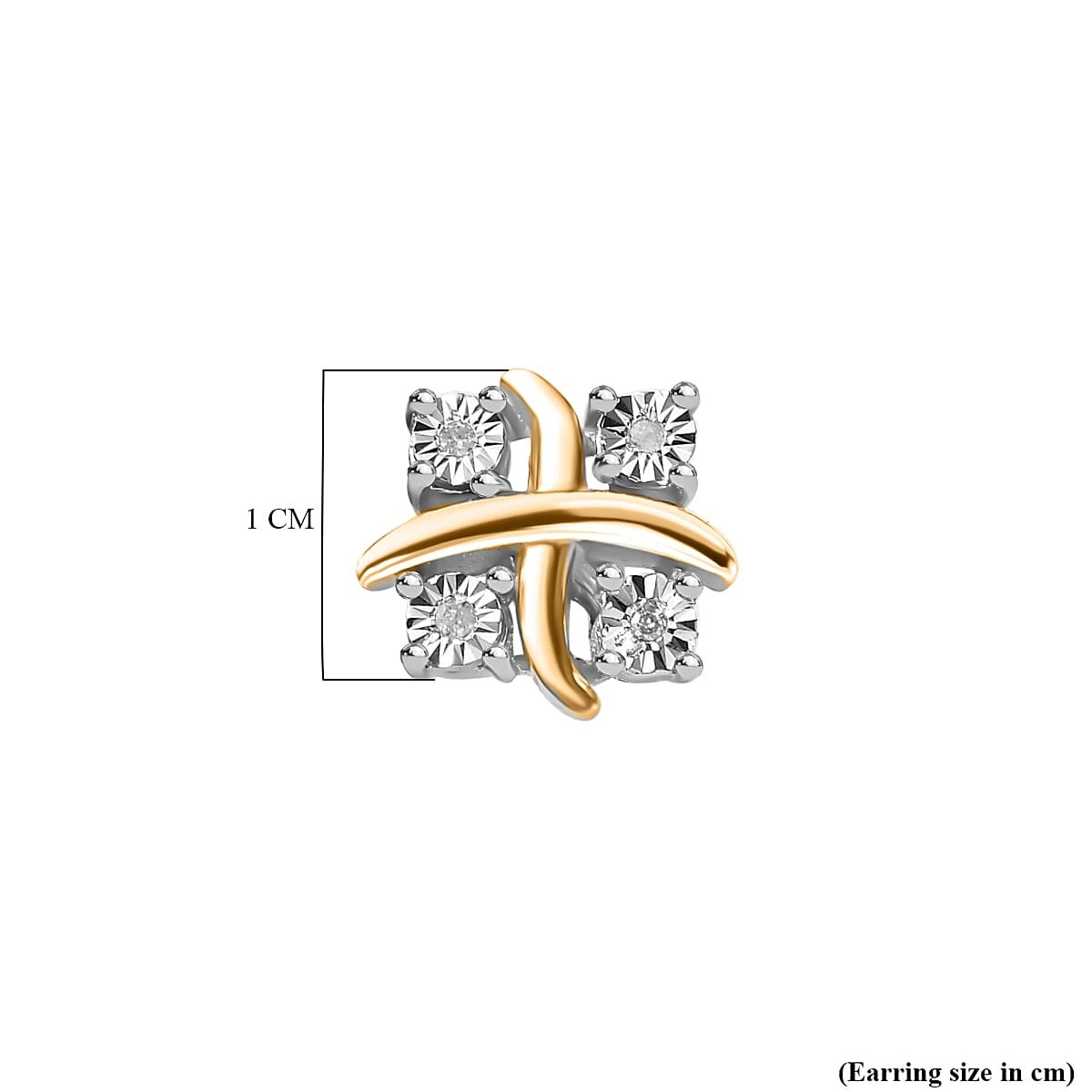 Designer Inspired One Time Closeout Diamond Earrings With Push Back in 14K Gold Plated Overlay Sterling Silver