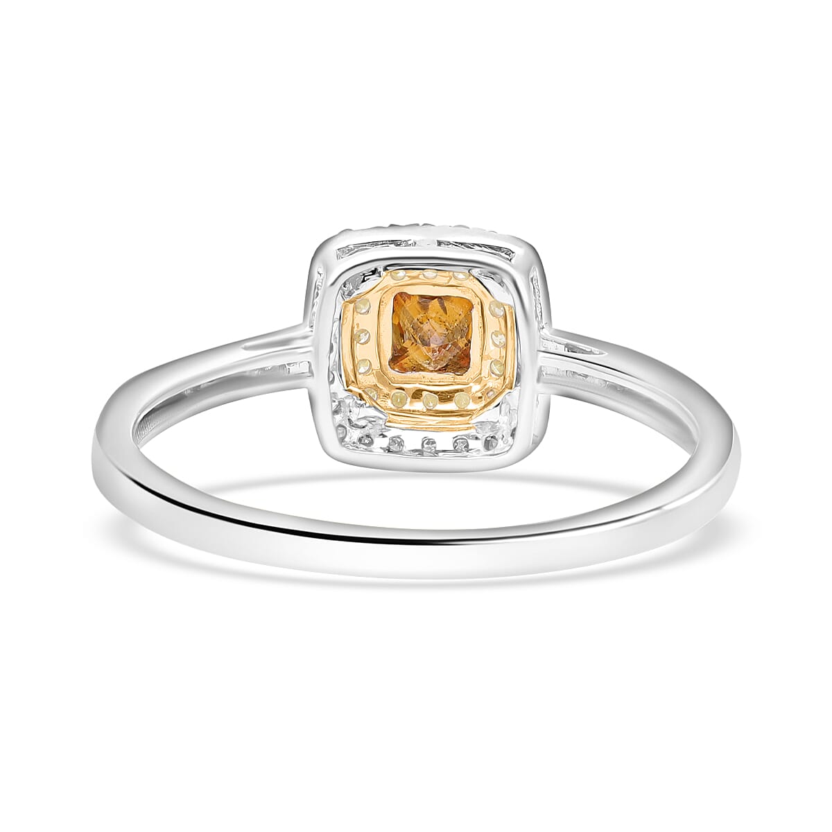 Biggest Deal- 9K White Gold Red Diamond & Natural Yellow Diamond and White Diamond Ring 0.50 Ct