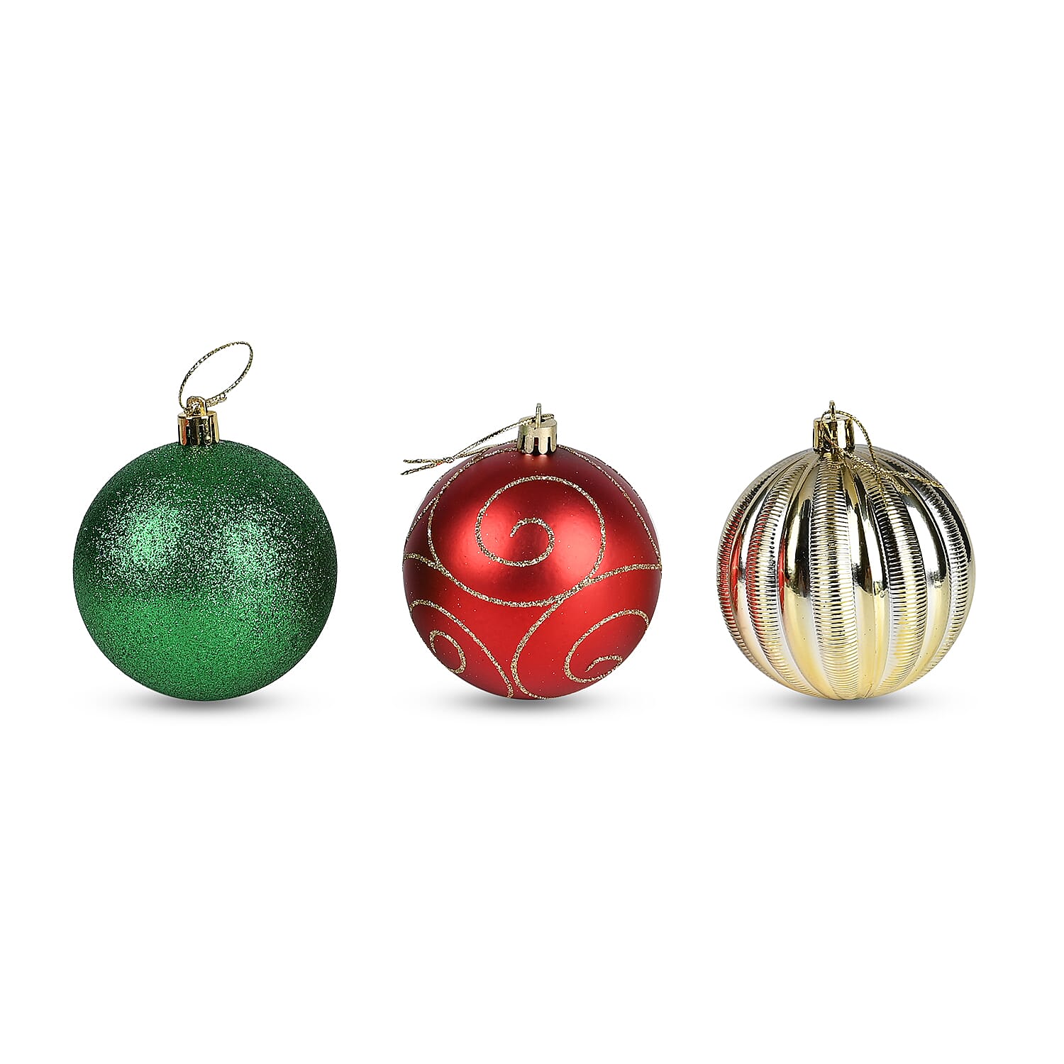 58 Christmas Baubles- Red, Green & Gold - Small, Large, Glossy, Frosted
