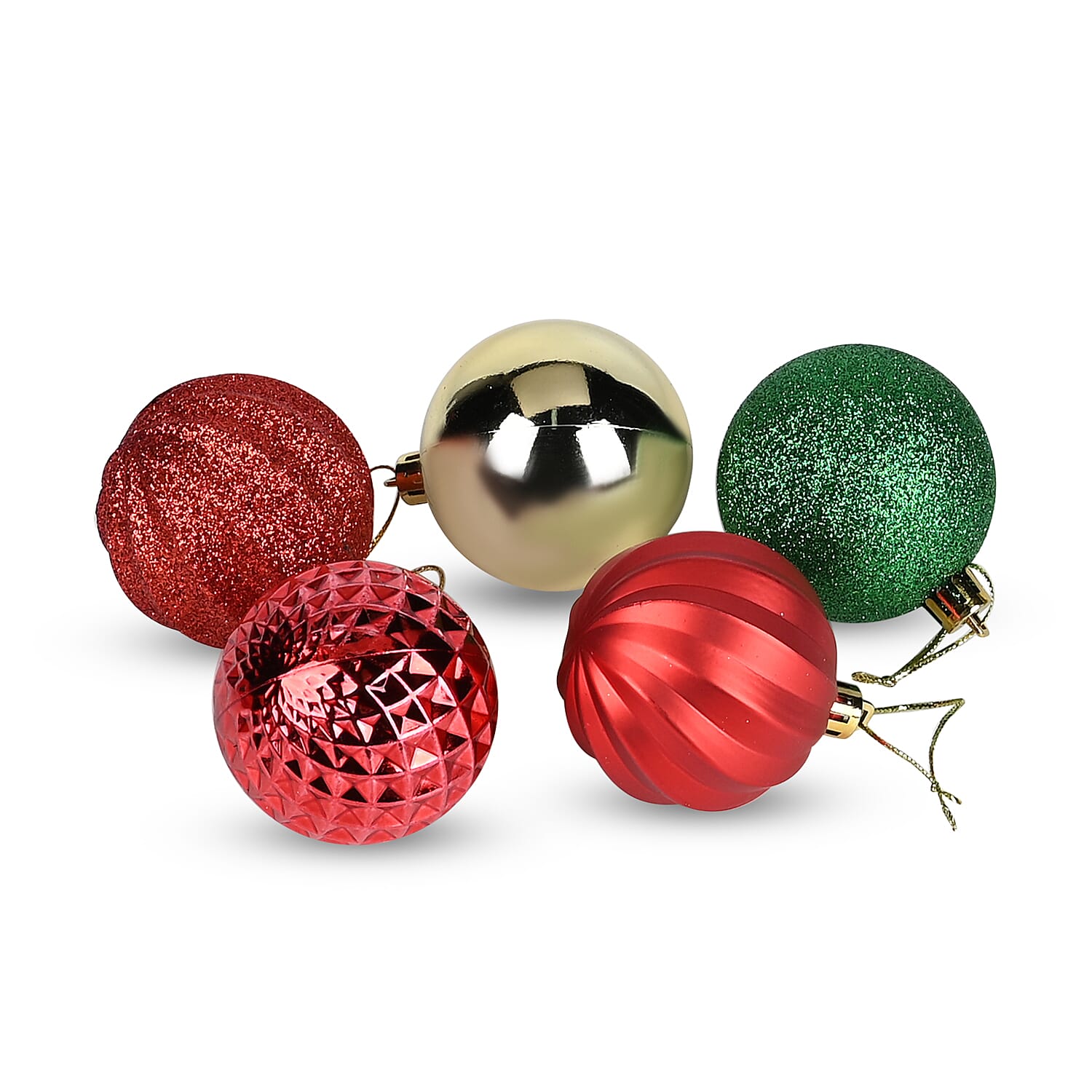 58 Christmas Baubles- Red, Green & Gold - Small, Large, Glossy, Frosted