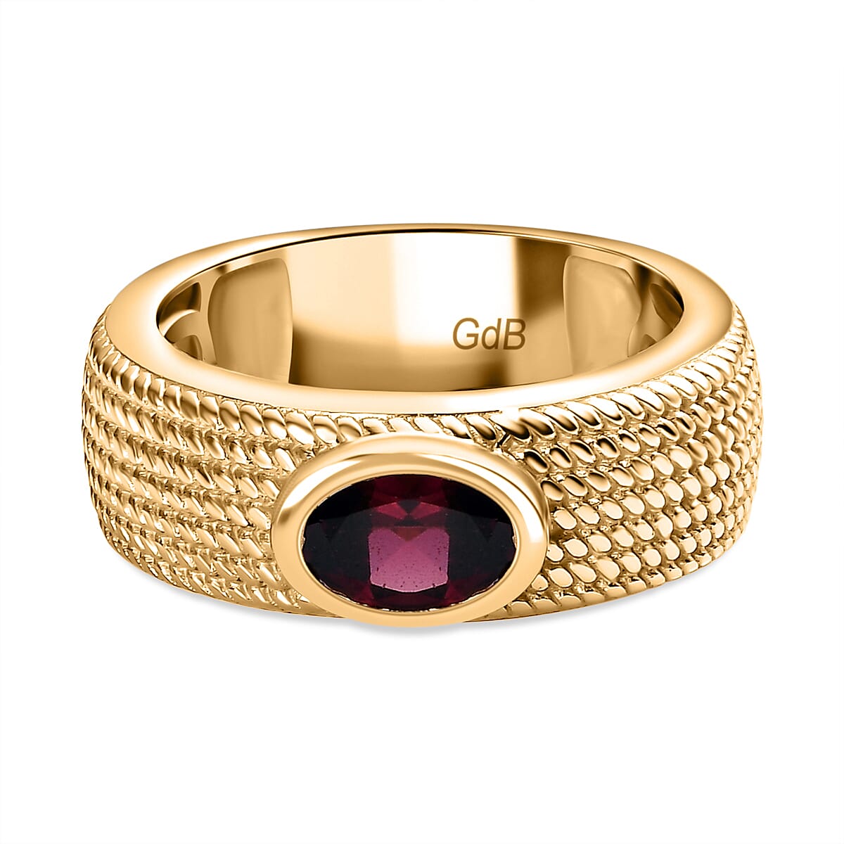 Rhodolite Garnet Solitaire Ring in YG Tone