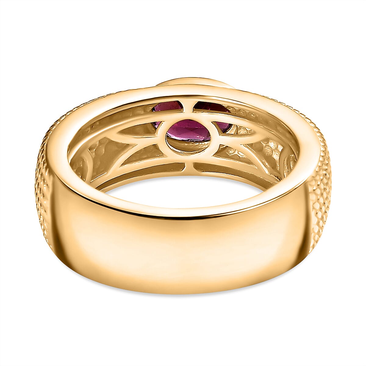 Rhodolite Garnet Solitaire Ring in YG Tone