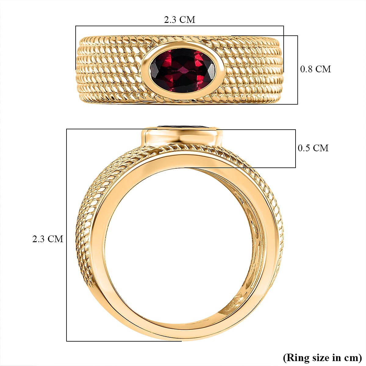 Rhodolite Garnet Solitaire Ring in YG Tone