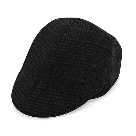 Patterned Vintage Flat Cap - Dark Grey