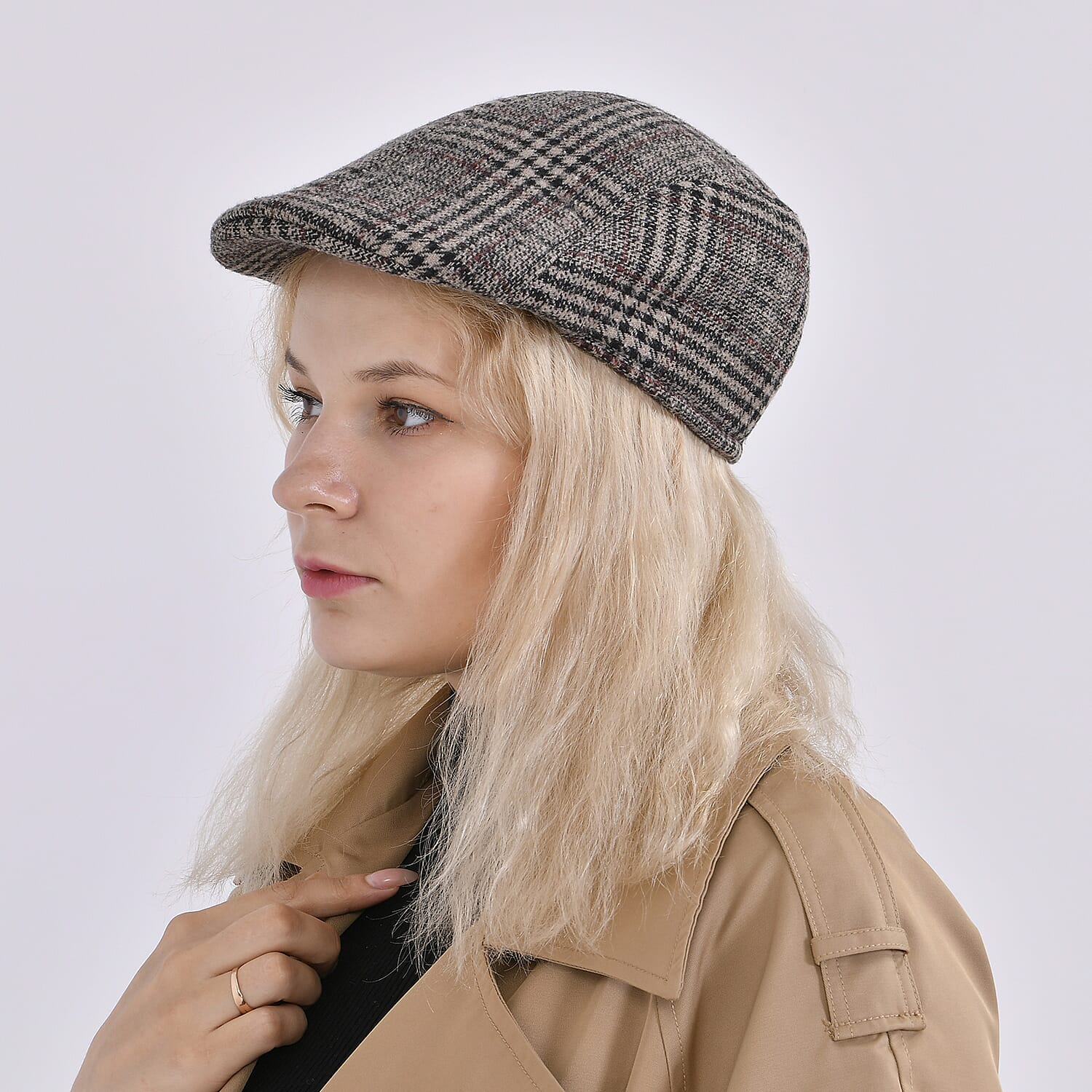 Patterned Vintage Flat Cap - Brown