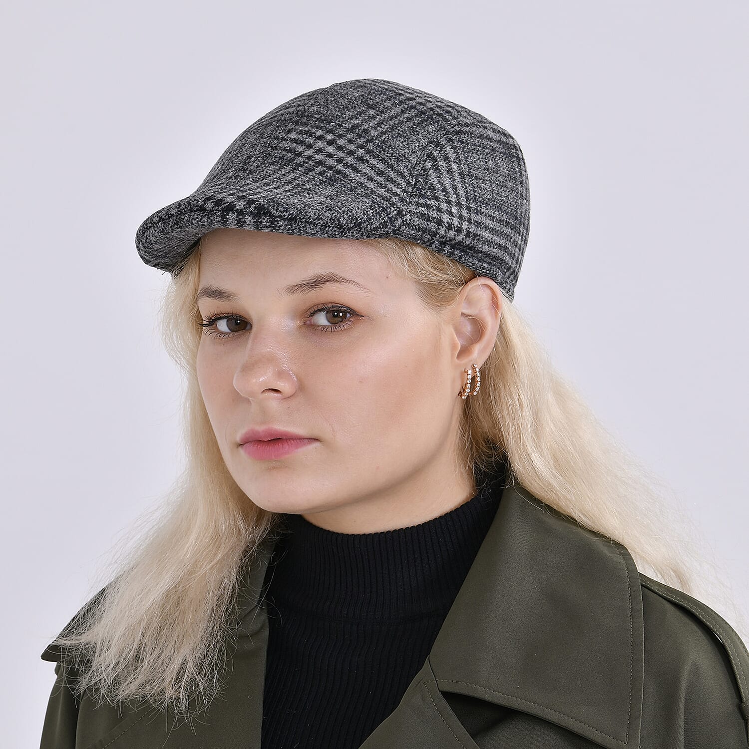 Patterned Vintage Flat Cap - Grey