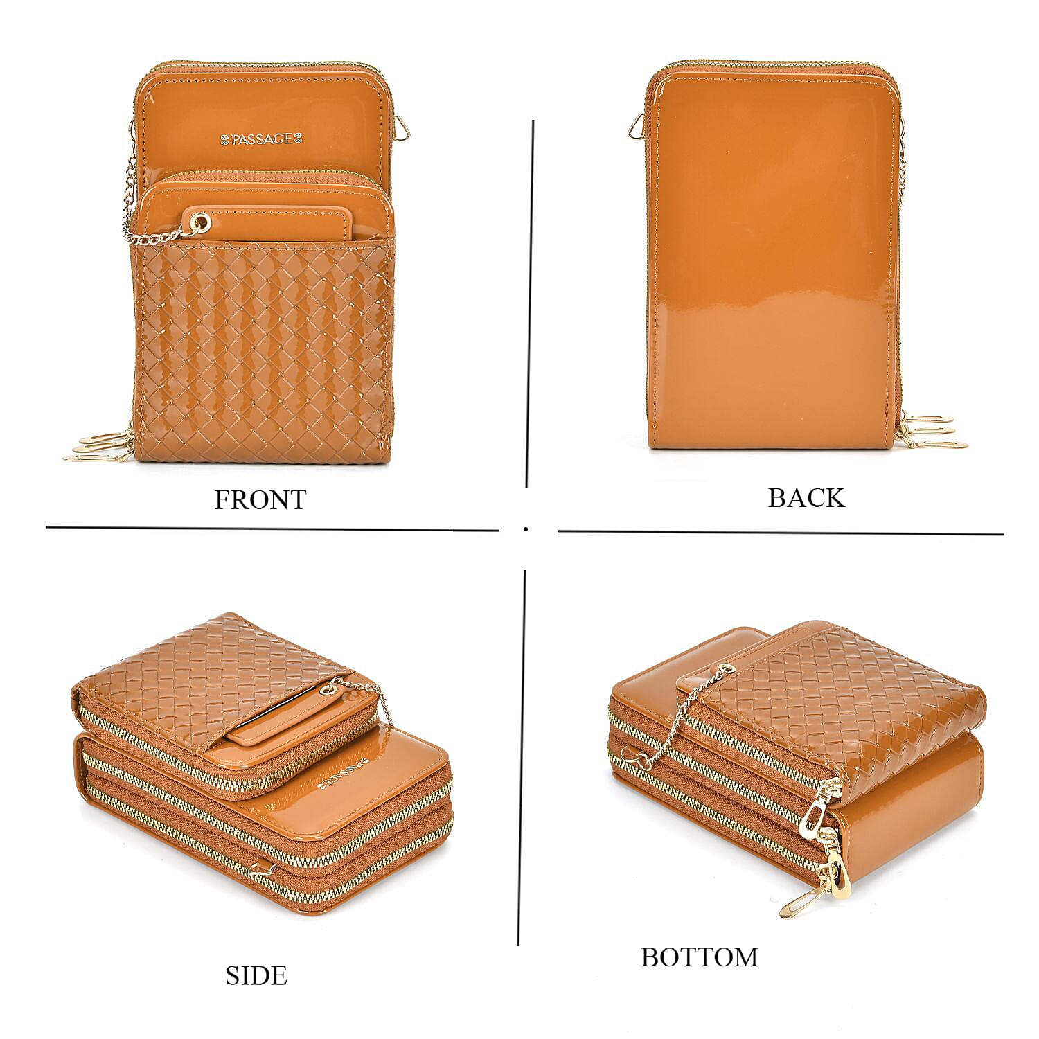 Crossbody Cell Phone Wallet Bag (Size 11x6x17 cm) - Brown